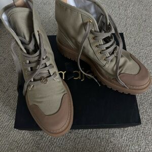 Maje women Khaki and Brown High-Top Sneakers